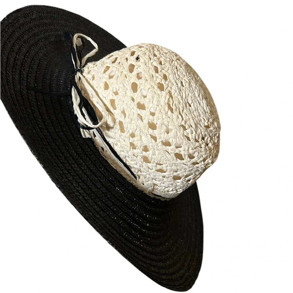 Macy’s Black & White Wide Brim Straw Hat